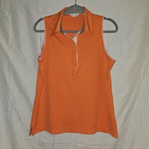 Callaway Vibrant‎ Orange Sleeveless Polo Tank Top Lg Knit
